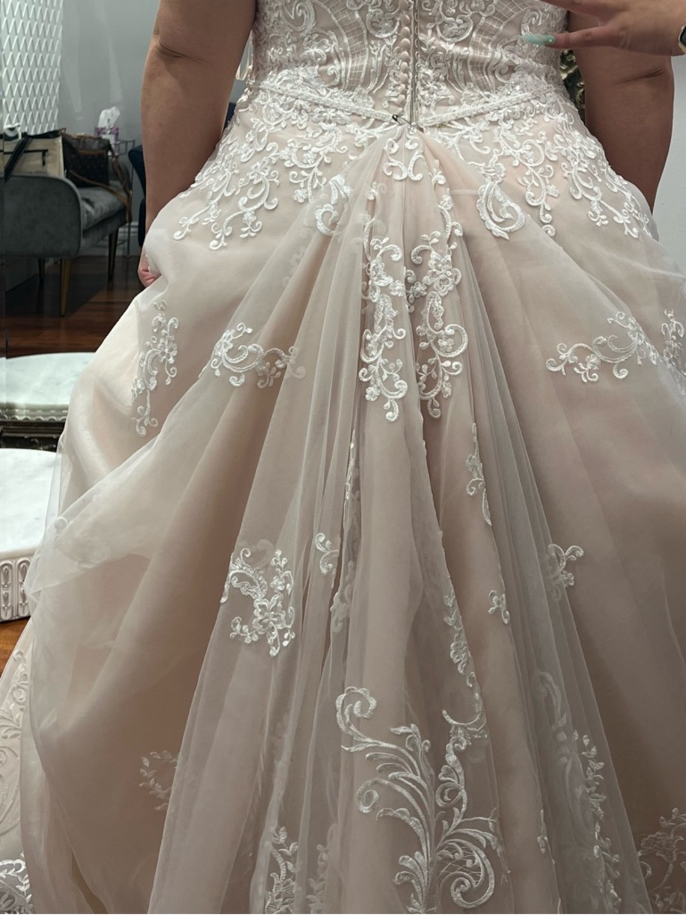 Maggie Sottero Blush and Ivory Lace Ballgown Wedding Dress - Picture 3 of 7